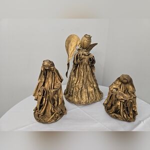 Vintage 3 piece MCM Gold Angels Handcrafted 9.5" - 12.5" - 17"